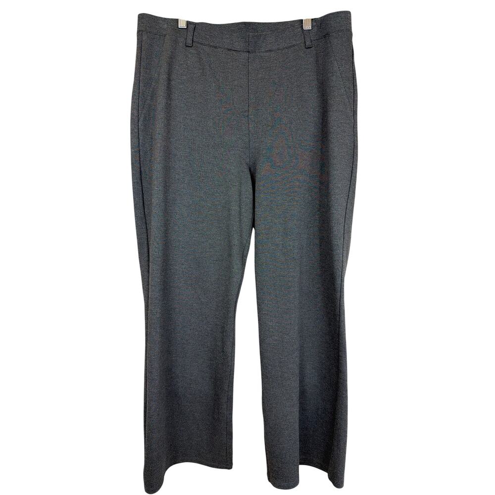 Quince Grey Pull On Bow Back Straight Leg Stretch Pants Size XL